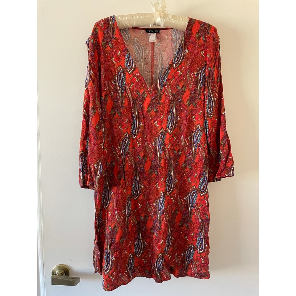 Red paisley swim cover-up